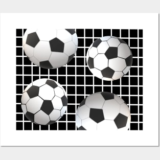 Soccer Balls On Goal Post Net Posters and Art